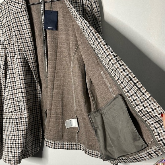 NWT Lands' End Women's Jersey Single Button Blazer Houndstooth Brown Size XL - Picture 4 of 10